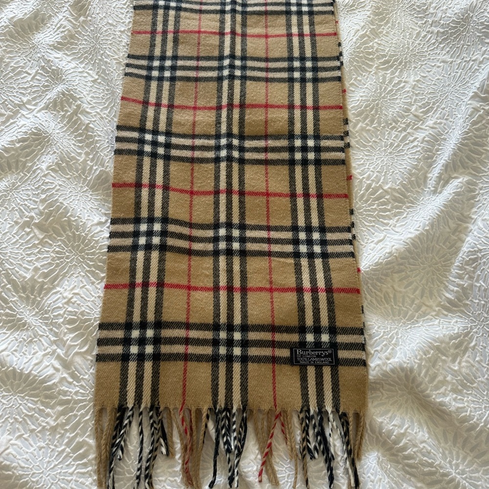 Vintage Burberry Tan Checkered Scarf